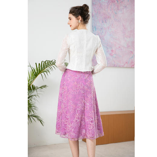 司歌蕾丝收身长袖优雅气质上衣T901168X 商品图3