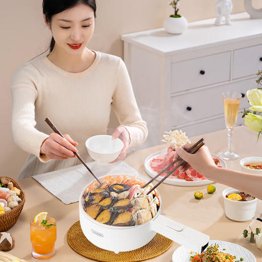 【小家电】丽特斐多功能电煮锅网红小白锅（带蒸笼）XN-HG015 HF 商品图1