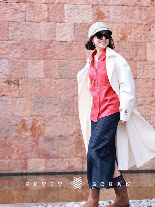 PETIT SCHAN小闪 CLO#591 whitechapel 白教堂 100%纯棉褶皱感大翻领双排扣长风衣 商品图2