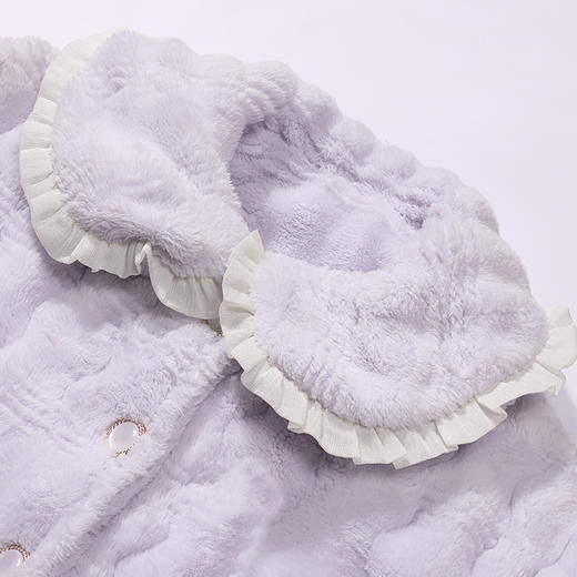 都市丽人睡衣夹棉系列长袖家居服法兰绒提花夹棉加厚女士夹棉套装LHT1P3 商品图4