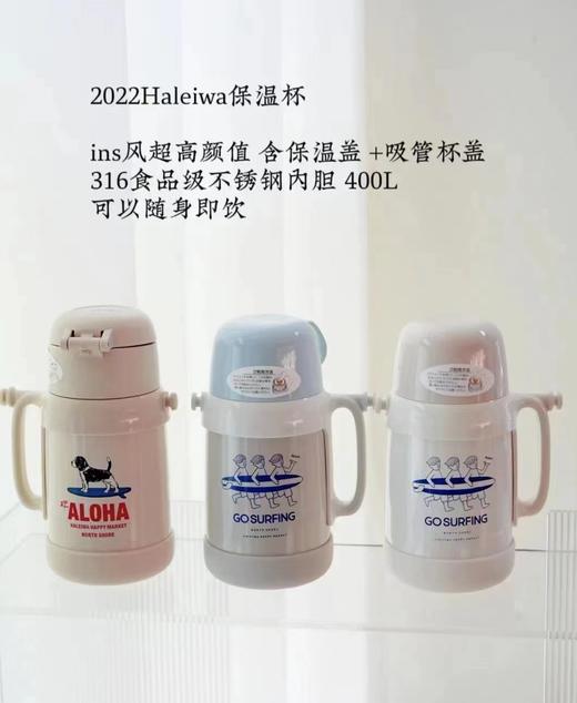 (5个起少2元)日本haleiwa哈雷蛙一杯双盖儿童保温杯400ml（吸管盖＋中枢盖） 商品图0