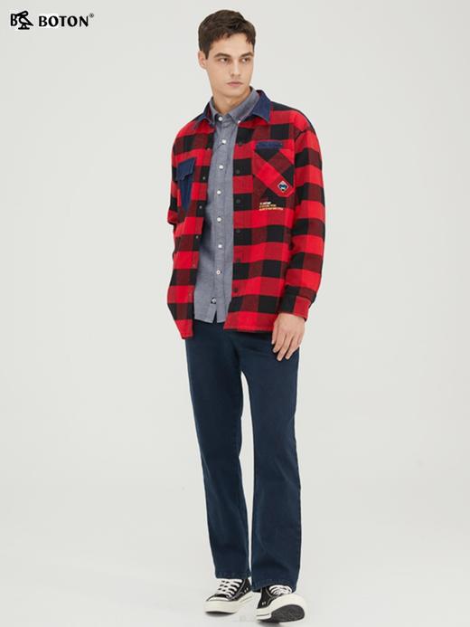 波顿牛仔裤男直筒火山岩秋冬季加绒加厚深蓝色高端弹力长裤子ME785321 商品图3