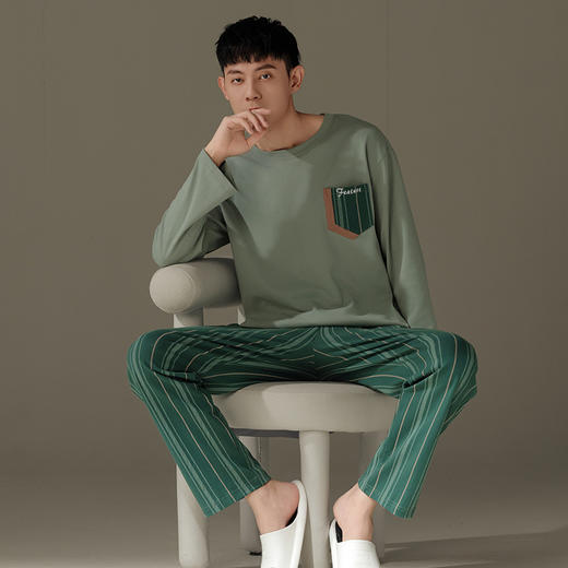 【GZ】无忧购韩版卡通圆领套头纯色简约休闲家居服套装 商品图4