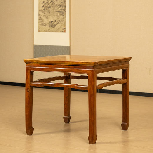 二十世纪 黄花梨束腰罗锅枨马蹄腿方凳 商品图0