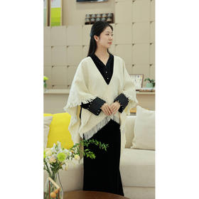 【抖音专属】流苏披肩（21705029-玉色）