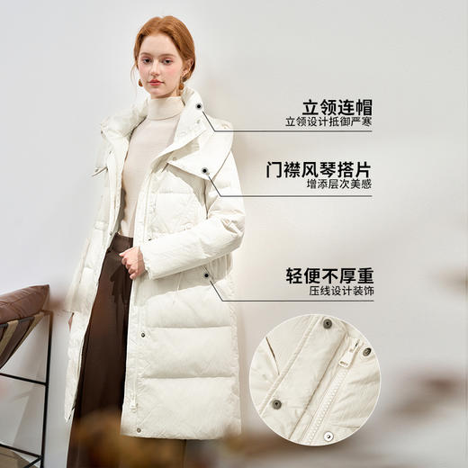 西遇黑色立领口袋设计感中长款羽绒服女冬季新款鸭绒面包服M0043187 商品图1