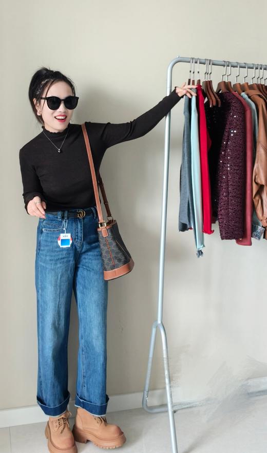 荷叶花边超细羊毛显瘦打底衫毛衫 商品图2