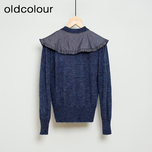 oldcolour春秋款复古气质百搭宽松娃娃领毛织套头衫女N34052474 商品图3