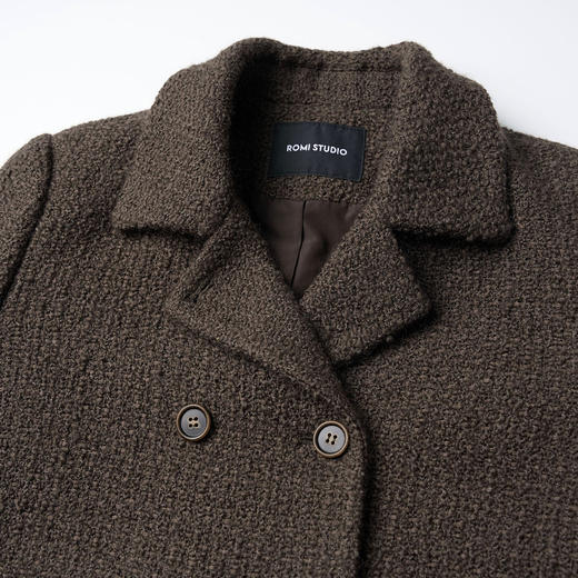 ROMI STUDIO“法式优雅”高支羊毛带子纱编织双排门襟外套 431W6080 商品图2