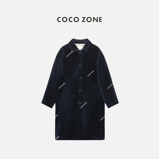 COCO ZONE中长款翻领灯芯绒外套气质单排扣上衣24C10064 商品图0
