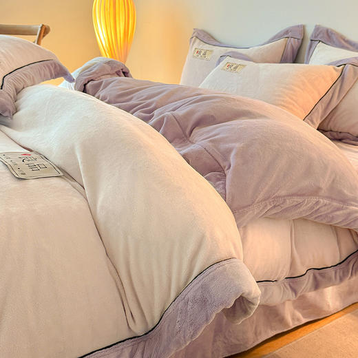 自然醒高端A类良品纯色双拼牛奶绒冬季被套2米x2米3单件加绒珊瑚绒被罩QJ 商品图7