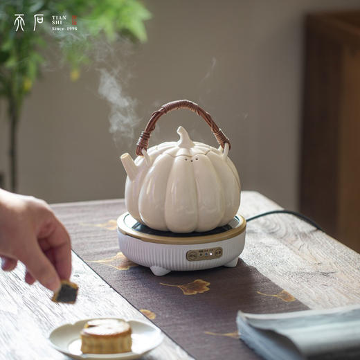 问鼎天石系列天石南瓜提梁壶（象牙黄）（缺货） 商品图0