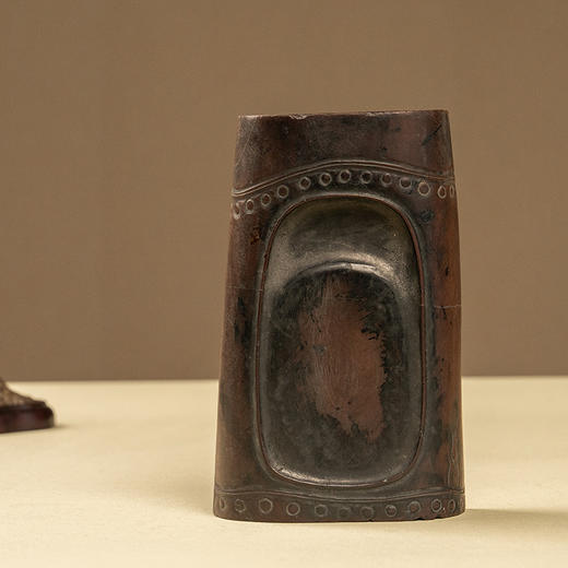 清 竹节工敞池澄泥砚及红木竹节工砚盒 商品图4