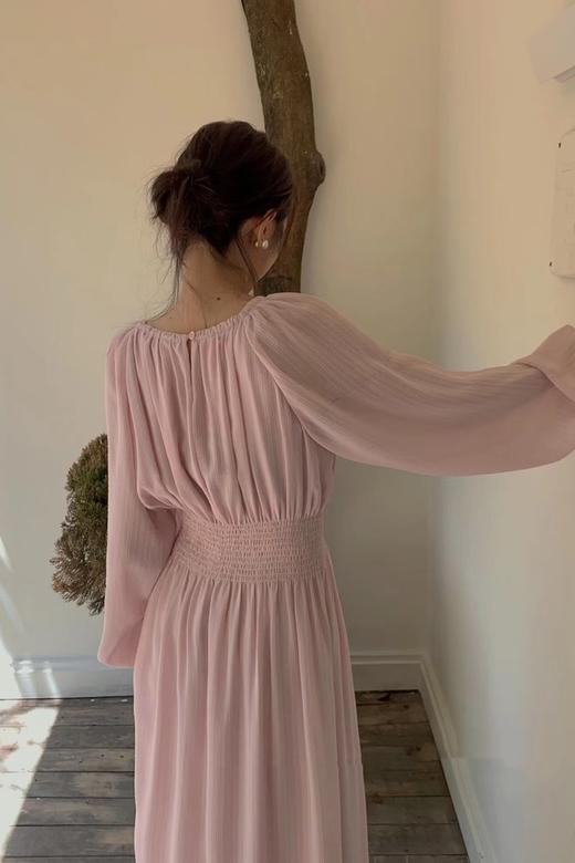 Le Malene 粉色优雅甜美挖肩收腰连衣裙 18748 商品图7