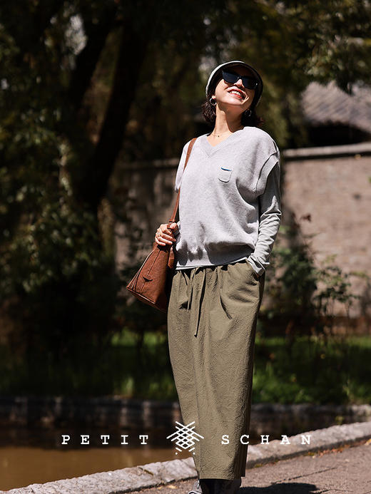 PETIT SCHAN小闪 CLO#592 Long termism 长期主义 羊绒棉V领针织背心 商品图3