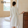 IWY/米色连衣裙女轻奢高级感百褶裙主持人演讲职业装七分袖Q1174 商品缩略图3