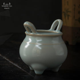 问鼎汝瓷天青冲耳上弦纹马蹄炉