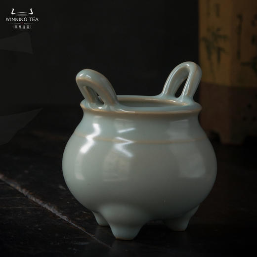 问鼎汝瓷天青冲耳上弦纹马蹄炉 商品图0