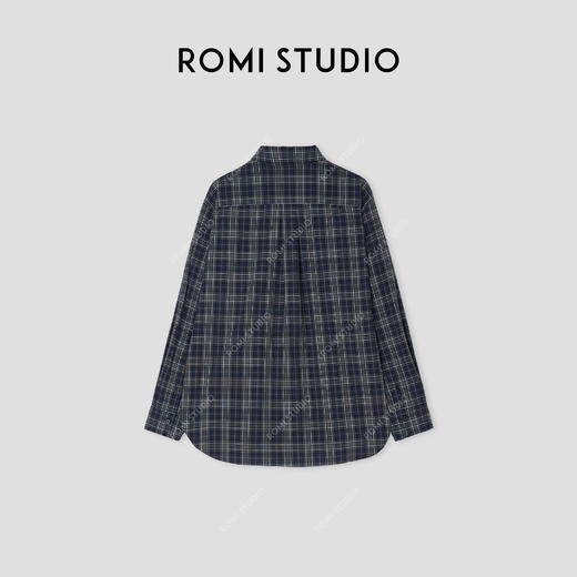 ROMI STUDIO“自我格调”高密棉磨毛格纹宽松长袖衬衣431C2017 商品图1