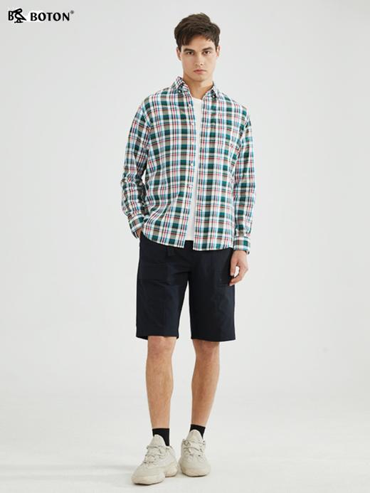 波顿【范丞丞同款格子衬衫】【吸湿透气】红绿白格子衬衫男士长袖MS699123 商品图1