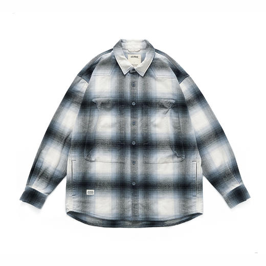 吃茶去chichaqu2024秋冬重磅全棉格子衬衫外套复古仿毛呢宽松街头 商品图3