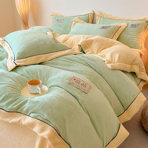 自然醒A类良品纯色双拼牛奶绒四件套秋冬季新款珊瑚绒法兰绒被套宿舍单人三件套QJ 商品图10