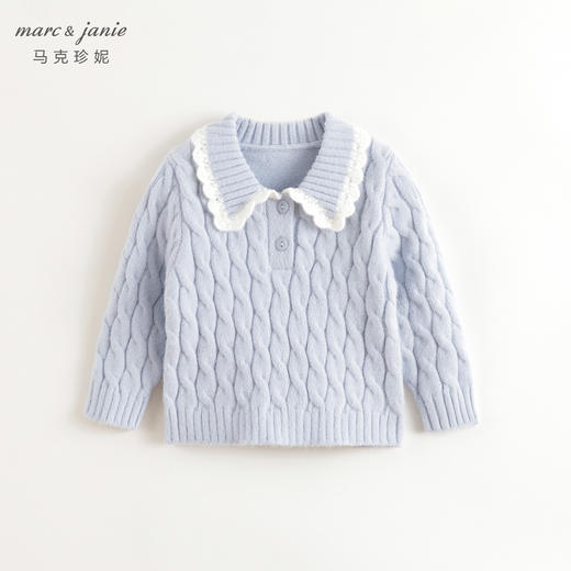 【抗起球】马克珍妮女童北极绒花边领针织衫毛衣春秋款上衣241069 商品图3