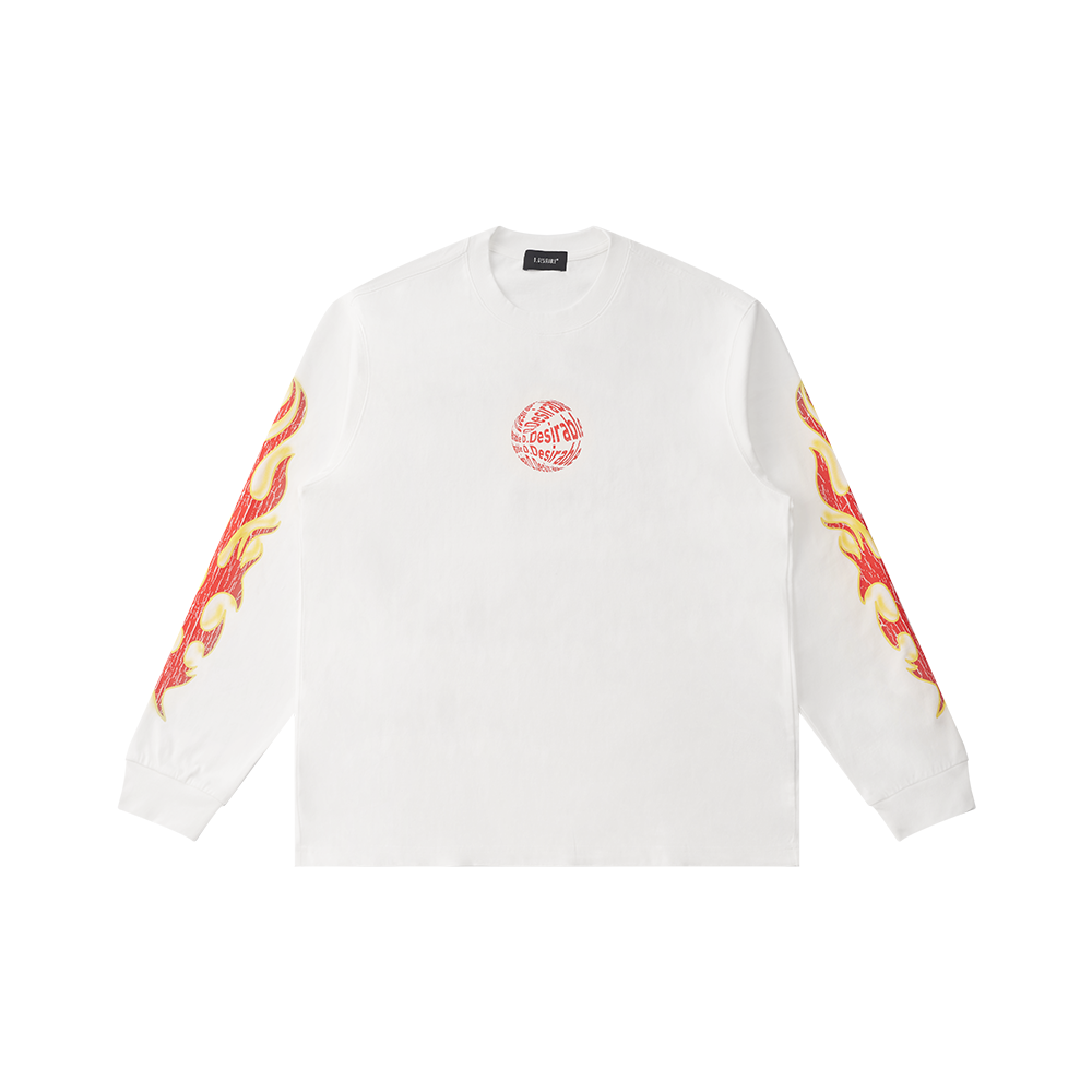 D.Desirable NY City vibe-臂火裂纹印花长袖T恤