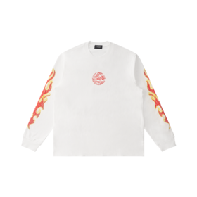 D.Desirable NY City vibe-臂火裂纹印花长袖T恤