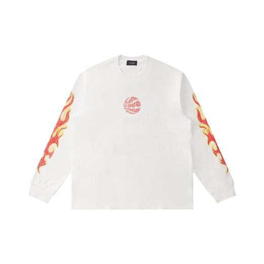 D.Desirable NY City vibe-臂火裂纹印花长袖T恤 商品图0