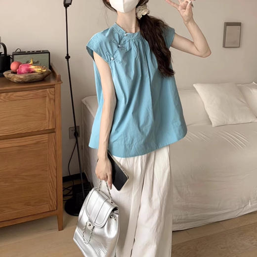 裁缝学苑AQ356新中式国风盘扣短袖衬衫纸样女装飞飞袖褶皱上衣样板 商品图3