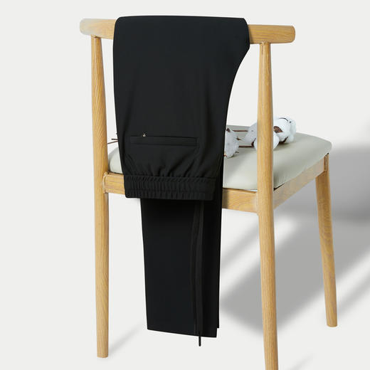 半身缘男裤 秋季松紧腰弹力免烫宽松直筒商务休闲裤339 商品图8