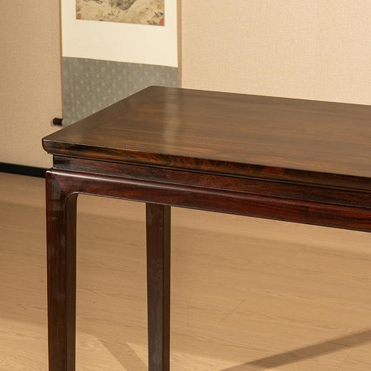 二十世纪 红木高束腰马蹄腿独板条桌 商品图2