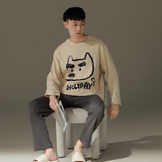 【GZ】无忧购韩版卡通圆领套头纯色简约休闲家居服套装 商品图3