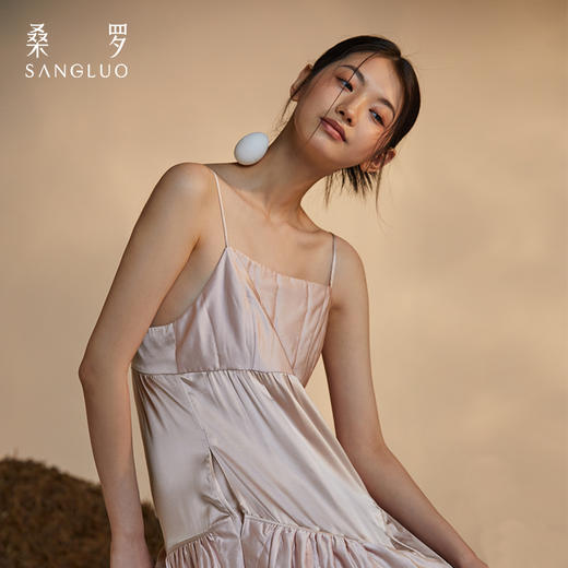 桑罗绗棉拼接吊带裙2024年秋冬新款保暖轻盈桑蚕丝睡裙睡衣女 商品图2