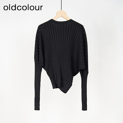 oldcolour春秋款黑色圆领短款长袖针织套头衫女O12052259 商品图1