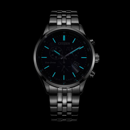 西铁城/CITIZEN光动能正品钢带商务经典三眼计时男表AT2570-56L 商品图2