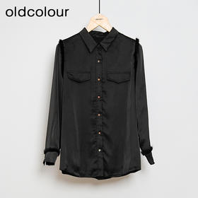 oldcolour黑色时尚通勤百搭OL职场长袖衬衫女O43013301