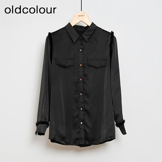 oldcolour黑色时尚通勤百搭OL职场长袖衬衫女O43013301 商品图0