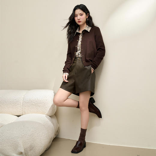 绵羊毛复古气质金属纽针织开衫外套女秋季轻薄保暖上衣V0043472 商品图1