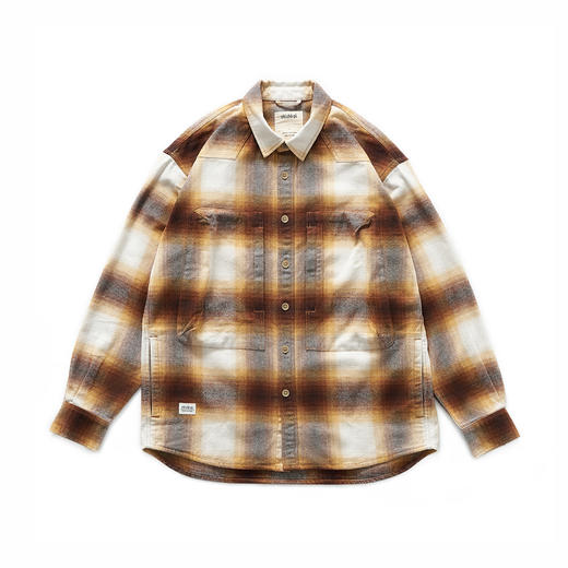 吃茶去chichaqu2024秋冬重磅全棉格子衬衫外套复古仿毛呢宽松街头 商品图5