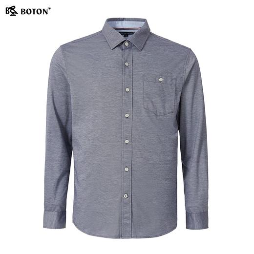 波顿春秋季商务休闲高端长袖衬衫男士免烫大码纯色丝光棉衬衣MS673322 商品图5