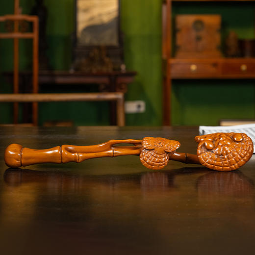 清 黄杨木雕灵芝如意 商品图0