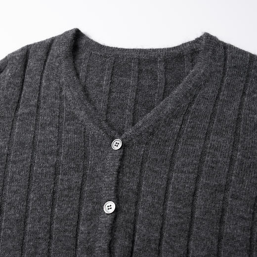 ROMI STUDIO “优雅格雷” 羊驼毛绵羊毛混纺坑条针织开衫 432CS029 商品图2