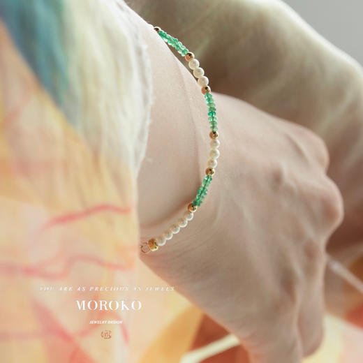 星愿·金豆手链｜mini珍珠×祖母绿 商品图2