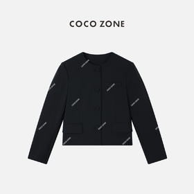 COCO ZONE2024高级感圆领正肩西装外套绵羊毛西服上衣24C10179