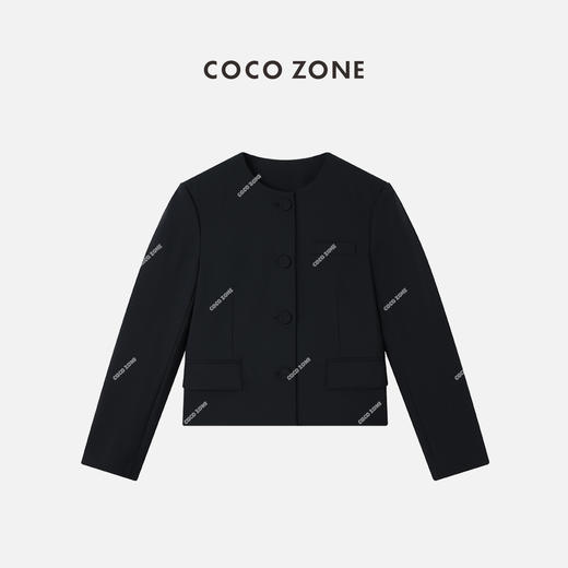COCO ZONE2024高级感圆领正肩西装外套绵羊毛西服上衣24C10179 商品图0