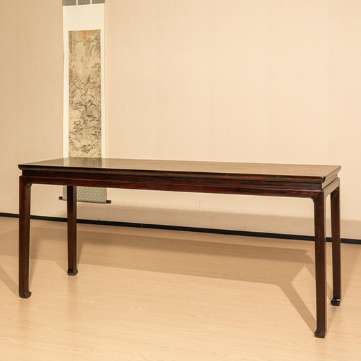 二十世纪 红木高束腰马蹄腿独板条桌 商品图1