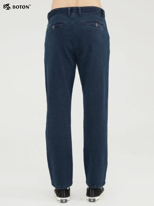 波顿牛仔裤男直筒火山岩秋冬季加绒加厚深蓝色高端弹力长裤子ME785321 商品图2