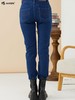 波顿秋冬紧身直筒牛仔裤女士高端高腰修身休闲加厚裤子LE281322 商品缩略图1